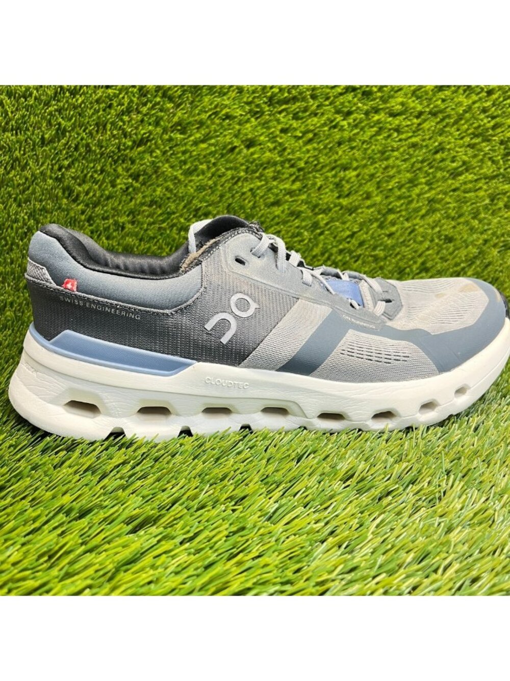 On Cloudrunner 2 Mens Size 10.5 Gray Blue White Athletic Running Shoes Sneakers